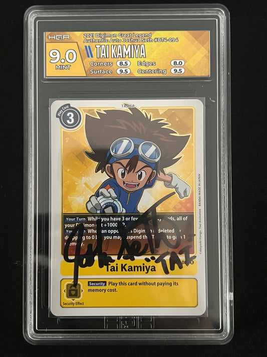 Authenticated Autographed Trading Card: Digimon Tai Kamiya - Yellow