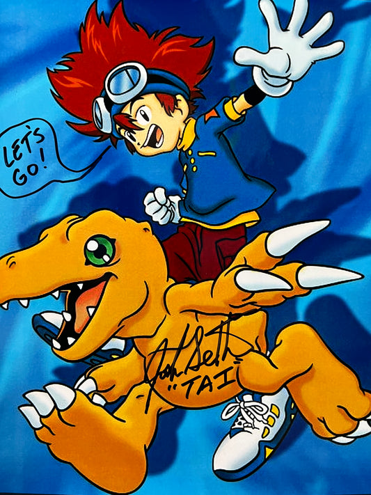 Autographed 8x10: Digimon - Tai & Agumon